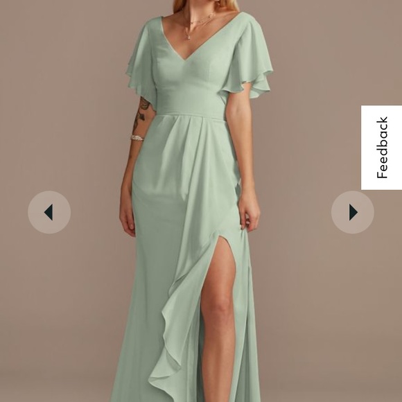Davids Bridal Bridesmaids Dress- Sage Green - Picture 2 of 2